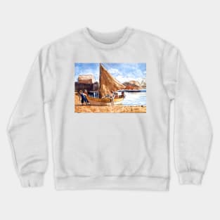 Young Children Enjoy A Summer Day with Sailboat at the Beach 1880 Winslow Homer Crewneck Sweatshirt